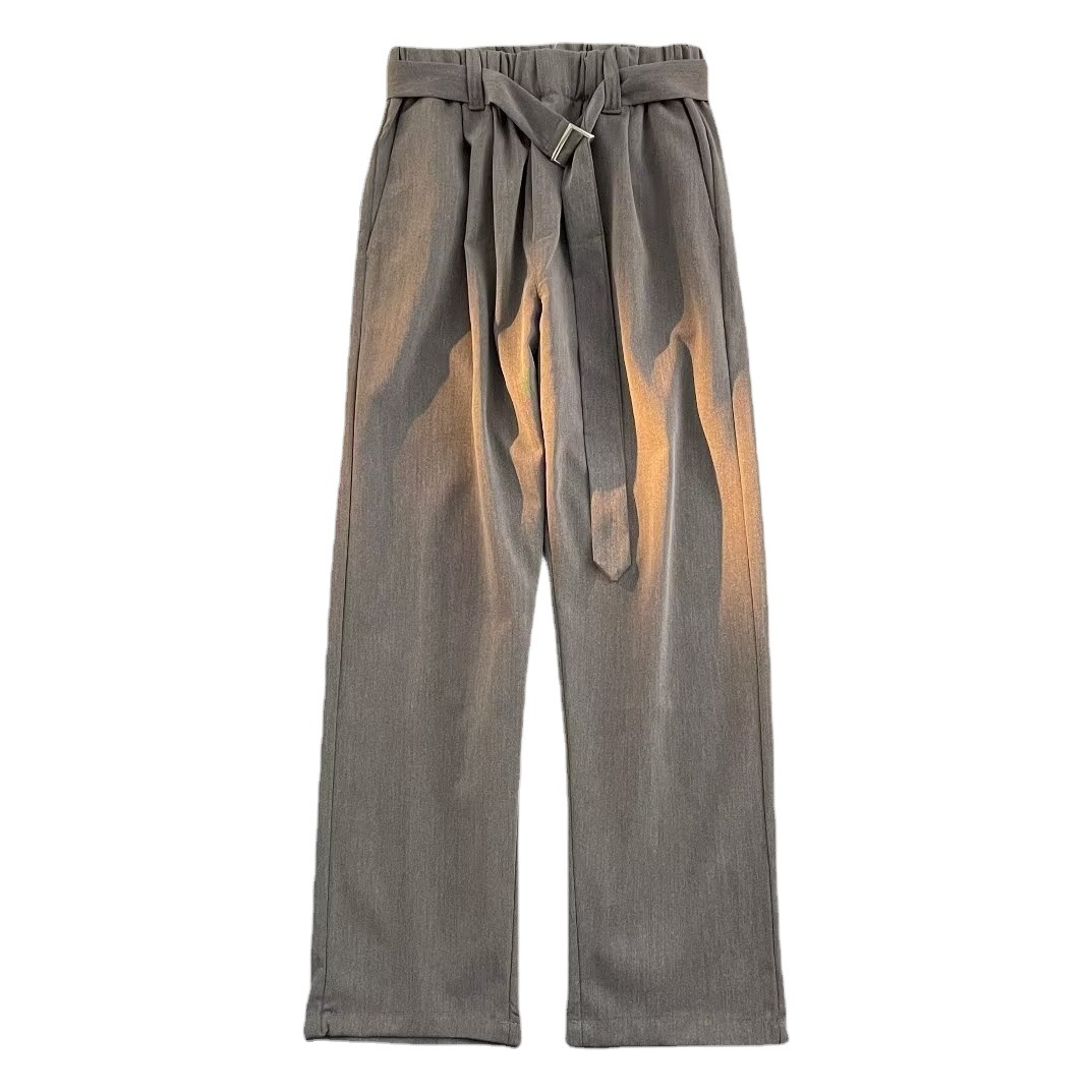 Nápoles traje pantalones hombres primavera pu guapo diseño pantalones oversize pareja retro rectos pantalones Casuales