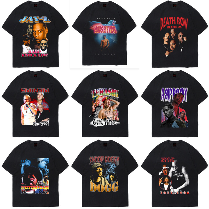 HIPHOP RAP 2PAC TRAVIS SCOTT ASAP EMINEM XXX LIL PEEP Short Sleeve Tee