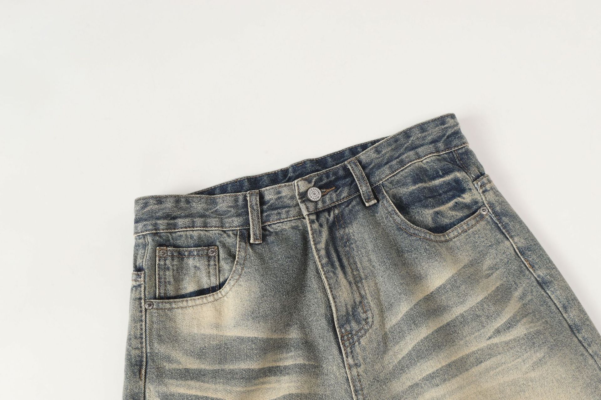 Men's Clothing Retro Distressed Washed Whiskered Straight Leg Flared Jeans For Men New Style Versatile Loose Fit Long Pants_mkmklike.com