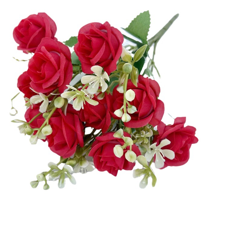 Ramo de flores artificiales rosa de estilo europeo pequeña flor artificial flor hogar boda decoración mesa florero pantalla