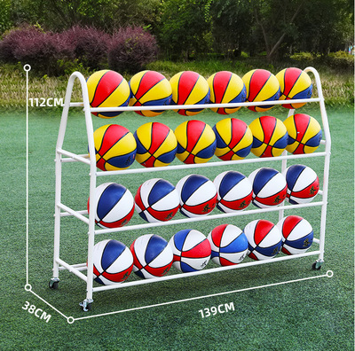 足球篮球车篮球车 球类收纳装球框推车篮球摆放架 四层置球架球车