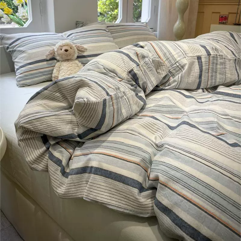 新款软糯亲肤云朵棉无印风水洗棉三件套四件套居家宿舍套件