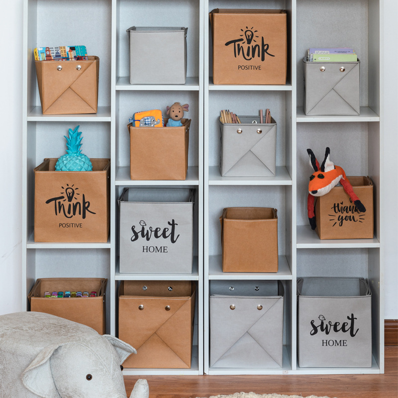 可折叠水洗牛皮纸收纳盒办公桌收纳袋冰箱防水ins玩具家用礼品袋