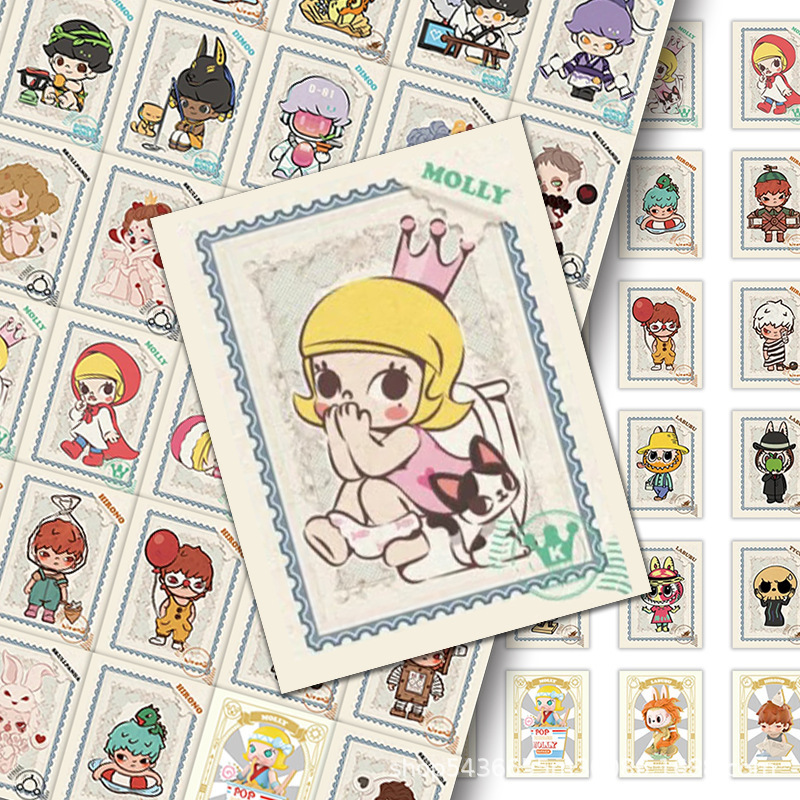 72 Pieces of Bubble Mart Creative Stickers Retro Sp Stamps Ono Jasmine Peripheral DIY Handbook Decoration Stickers