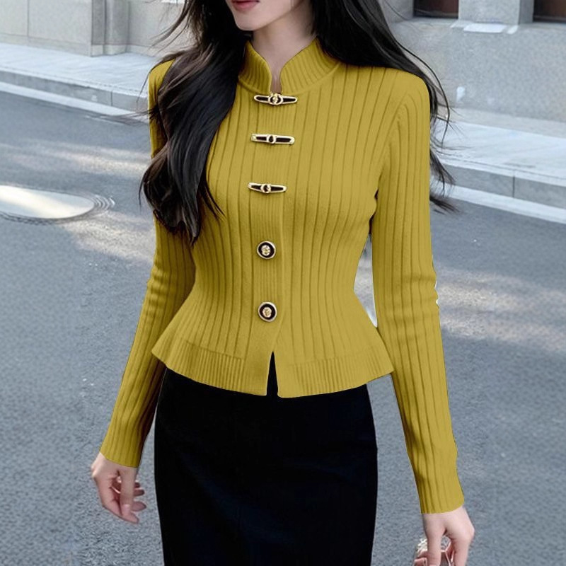 White Knitwear 2025 New Autum Style Ladylike High-End Unique Beautiful Waist-Cinching Bottoming Top