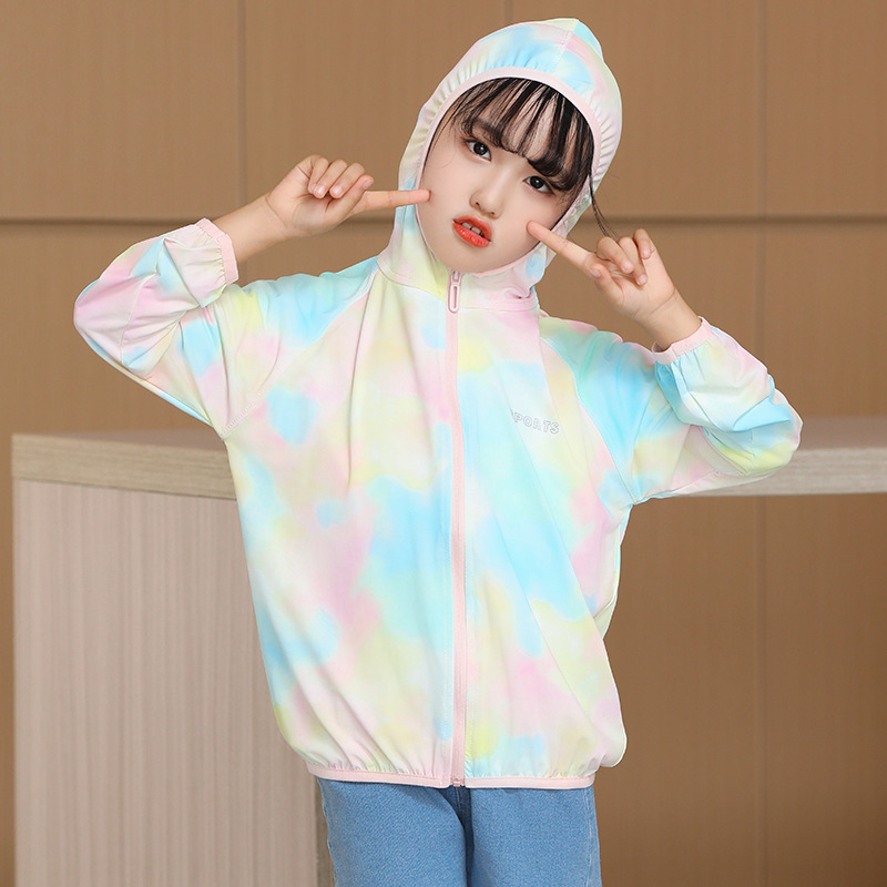 소년 소녀를위한 어린이 선 스크린 의류 UV 보호 여름 중 큰 어린이 선 스크린 코트 선 스크린 의류 아이스 실크 선 스크린 의류