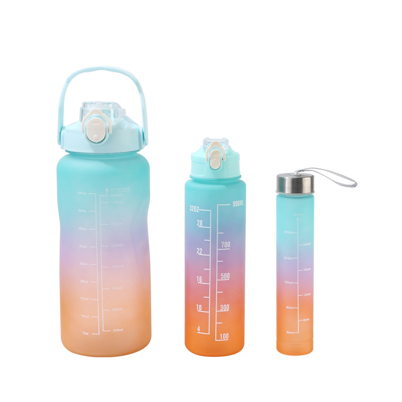 Set de 3 Botellas Deportivas de Plástico Degradado, Gran Capacidad con Pajita - Vasos Esmerilados para Amazon al por Mayor image 6