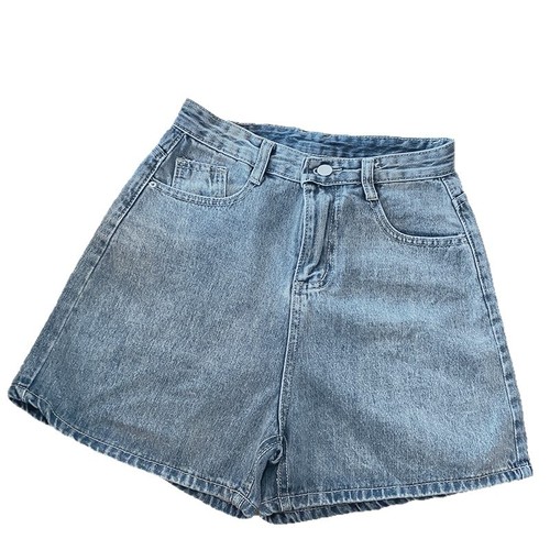 Women's denim shorts, summer new trendy Instagram-inspired, high-waisted, minimalist, slimming, loose-fitting, wide-leg, versatile A-line hot pants.