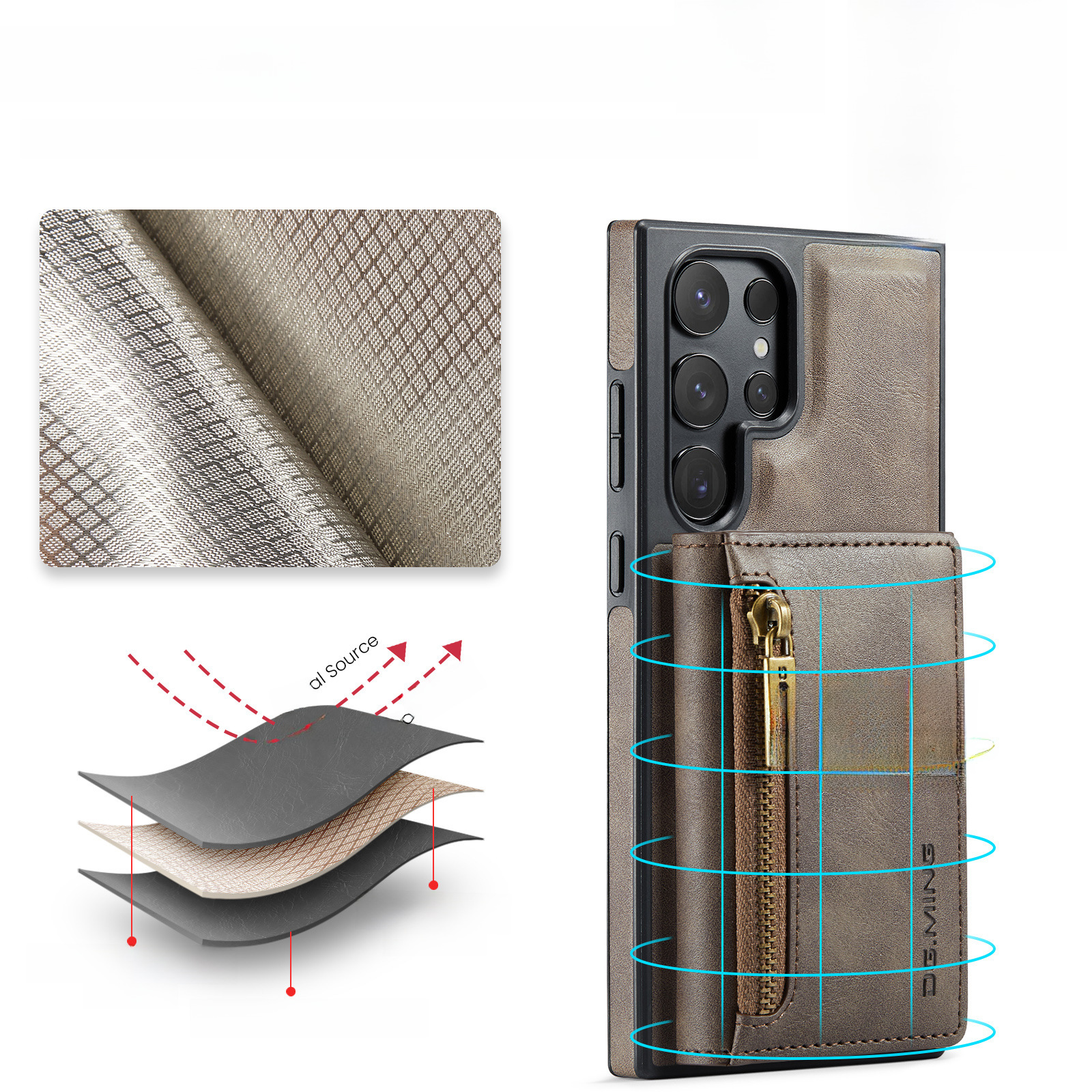 M5 für Samsung S24 Ultra magnetische geteilte Brieftasche Schutzhülle S24 Ultra Seitenaufkleber Telefonhülle Kartenhalter_voghion.com