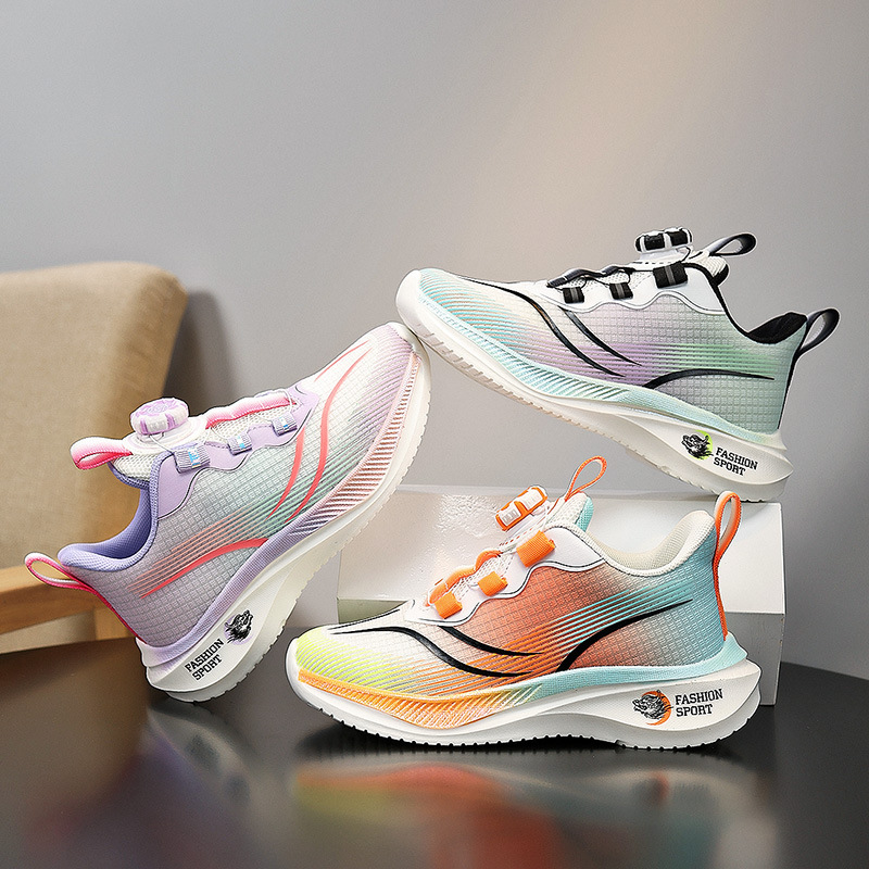 Calzado deportivo para niñas Primavera nuevo estilo Red Rabbit Calzado para niños Niños de mediana edad con malla transpirable Calzado para correr resistente al desgaste del campus para estudiantes