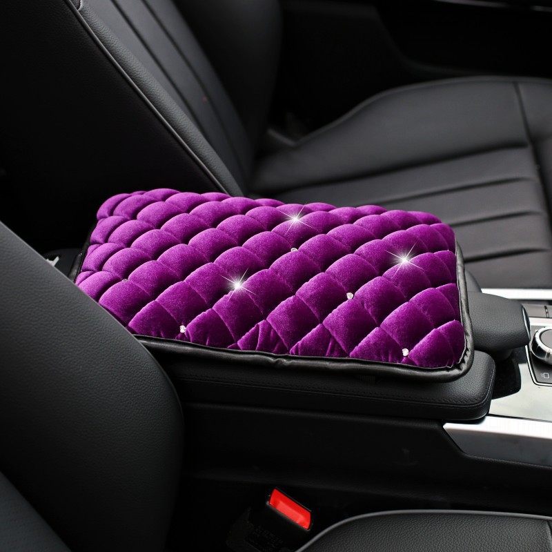 Alfombrilla para reposabrazos de coche, protector de la caja del reposabrazos central con diamantes de imitación, funda protectora de burbujas para reposabrazos, universal