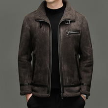 秋冬男士海宁真皮皮衣皮毛一体羊羔毛爸爸装中老年皮夹克男士外套