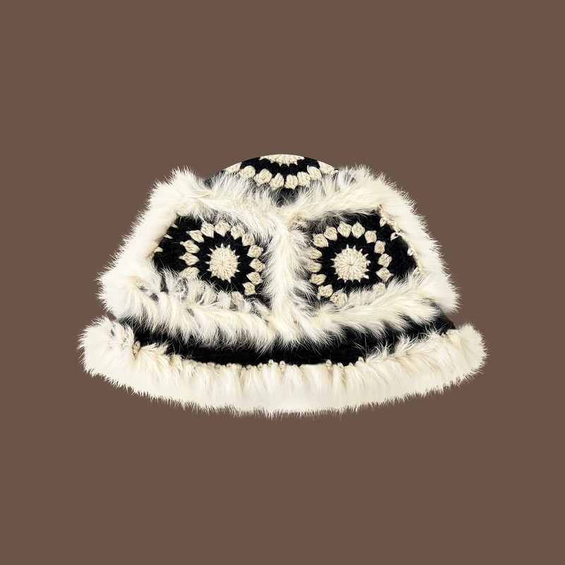 Woven demi-season velvet keep warm knitted hat