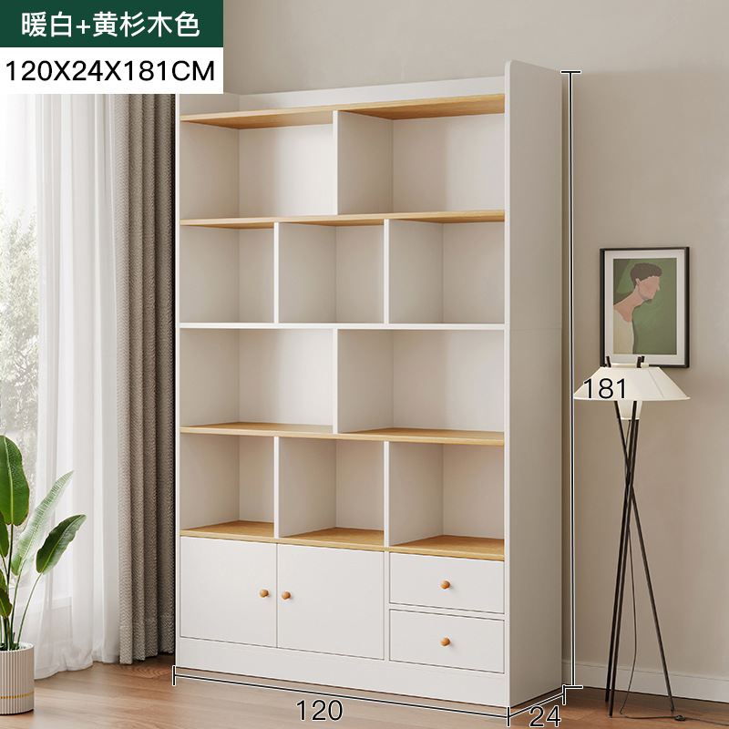 estantería de piso estantería sala de estar integrado contra la pared almacenamiento y exhibición armario de madera maciza gabinete de biblioteca doméstico con puerta de gabinete