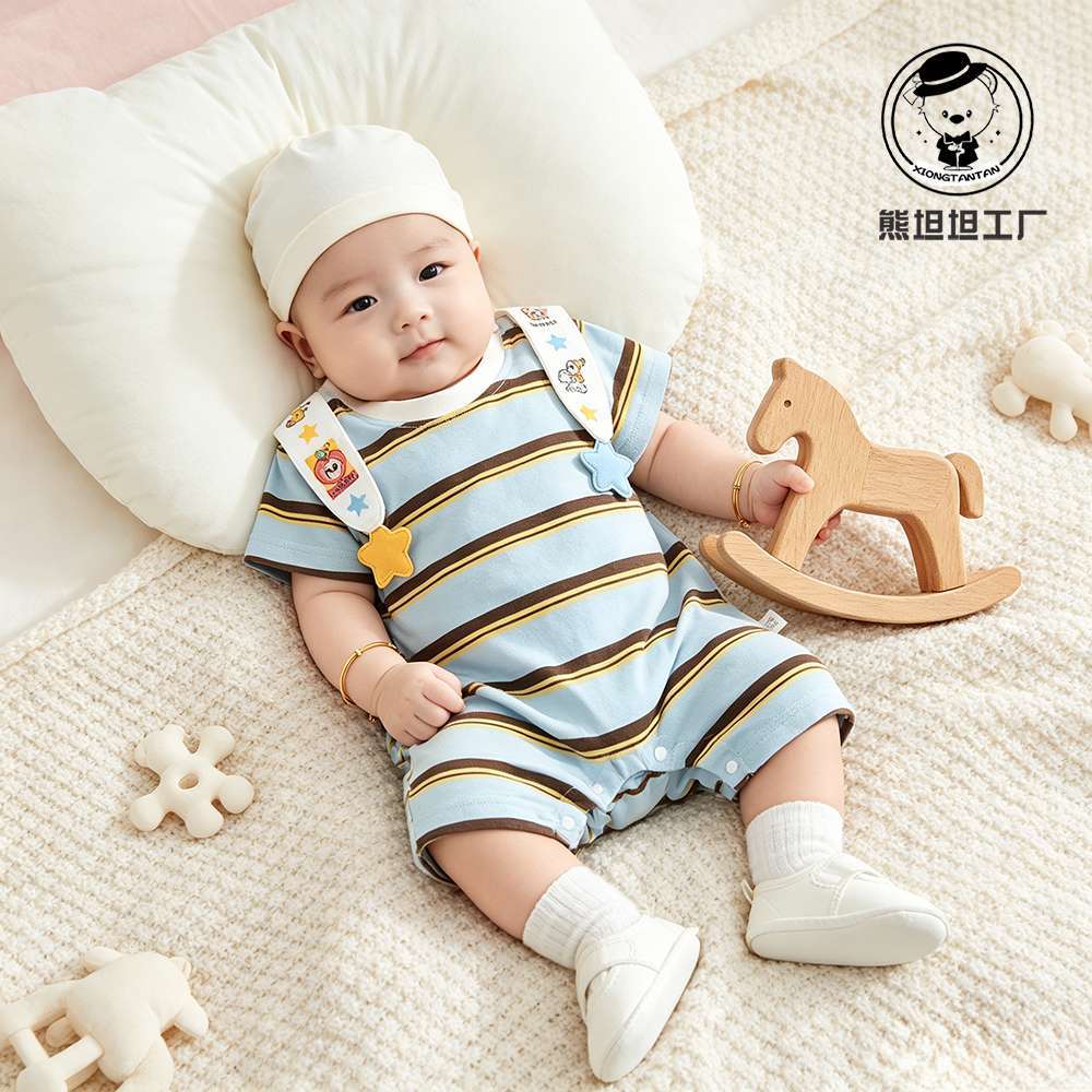 One-piece baby summer thin style fashionable baby boy clothes summer new style internet celebrity star crawling suit summer style going out clothes