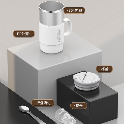 New product 304 stainless steel mug double-layer cup home tea cup office coffee cup with lid 304 water cup gift
