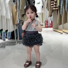 女童夏季tutu褲裙兩件套高品質網紗蛋糕裙背心短褲兩件套L55051