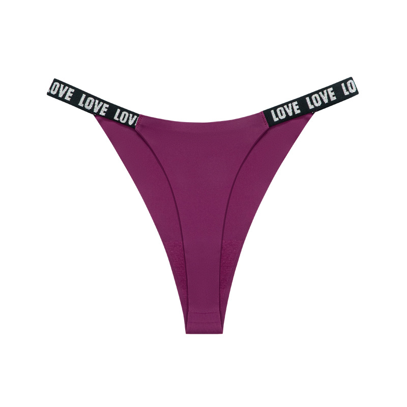 Europa y los Estados Unidos sin marcas thong de cintura baja letras de mujer cintura de algodón deportivo de entrepierna invisible sexy de hielo para mujeres