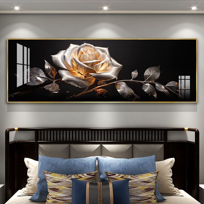 Decoración moderna de la cabecera del dormitorio minimalista rosa de alto nivel de la sala de estar sofá pintura de fondo de pared pintura horizontal abstracta image 11