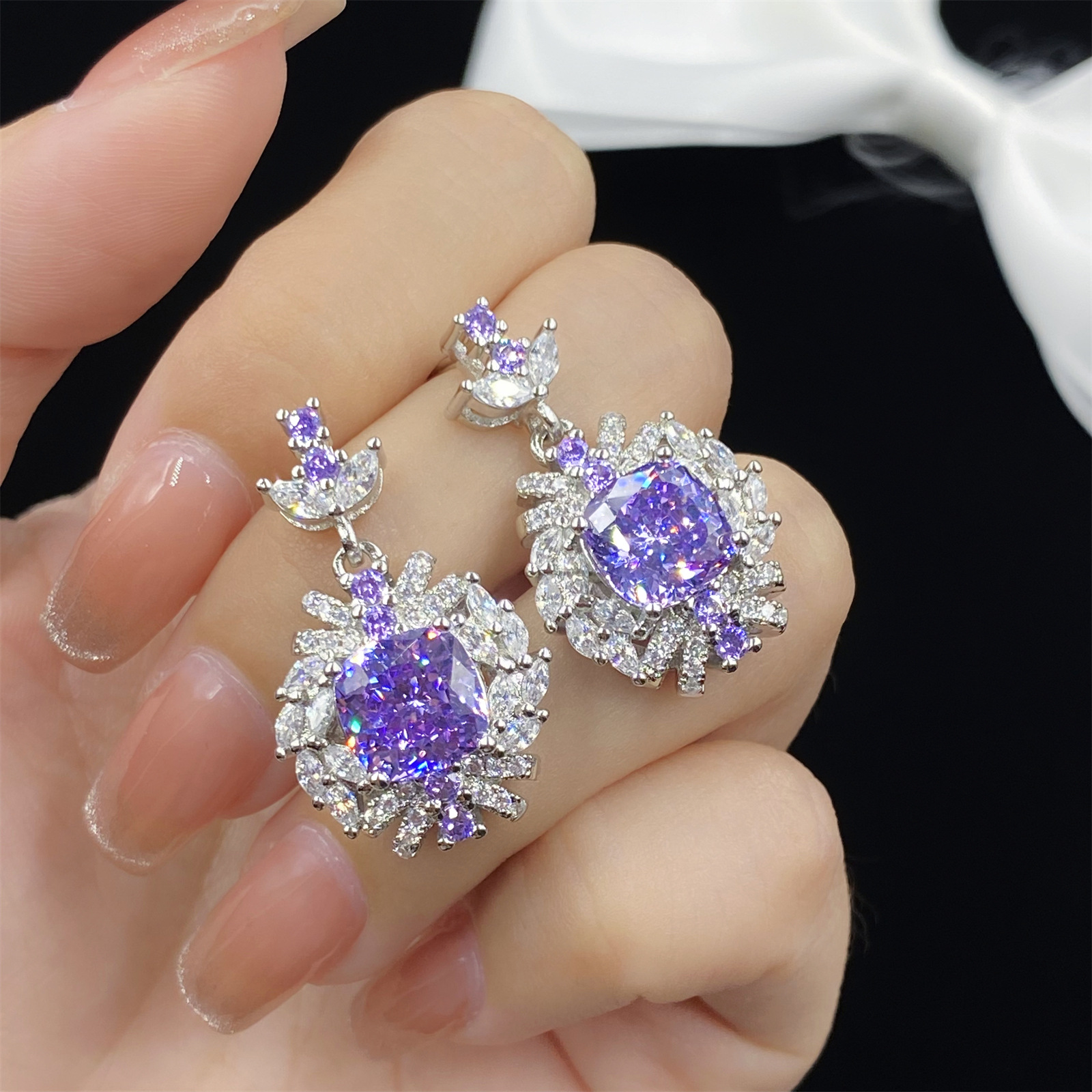 Purple nail sequins with zircon