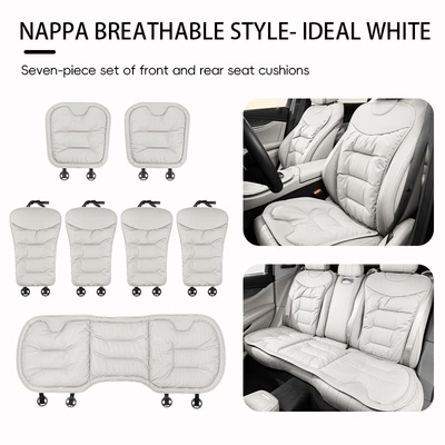 Seat cushion, seat cover — Leather Seat Pad, Soft and - ideal-white-nappa-7-piece-car-set