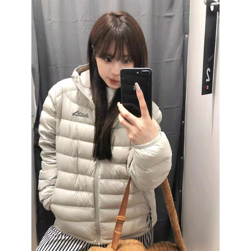 Women's Short Lightweight Hooded down Cotton Jacket, 2025 Winter New Casual Couple's Trendy Brand Puffer Jacket