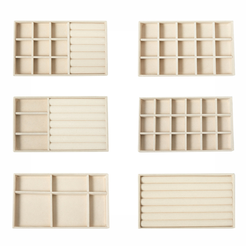 Beige jewelry tray jewelry box storage box ear studs earrings drawer flannel plate Beige jewelry tray jewelry box storage box ear studs earrings drawer flannel plate