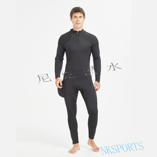 In-Stock 5mm Men's One-Piece Thickened Diving Suit with Large Pockets, Warm for Snorkeling, Cold-Proof, Professional Deep-Sea Diving Protective Wetsuit