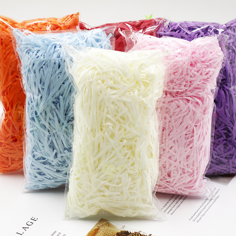 Custom gram number raffia wholesale bulk wishing rope paper candy box gift box filler love grass brushed grass