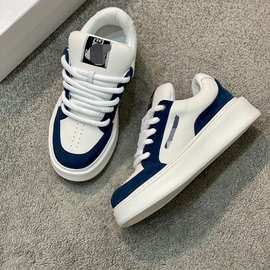 原标原盒广州货欧洲站新款头层牛皮系带厚底面包休闲板鞋男鞋