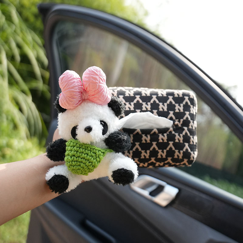 Giant Panda Car Safety Shoulder Cover Women's French High-end Simple Knot Car Accessories Safety Belt Anti-Le Cartoon Women