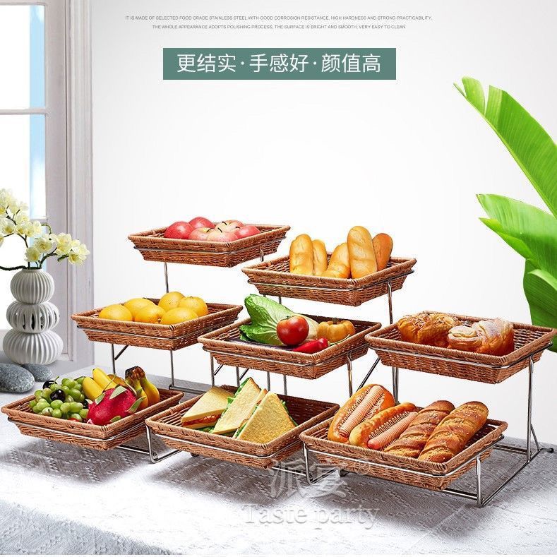 水果盘点心自助餐多层展示架创意餐厅餐具酒店三层带盖商用面包