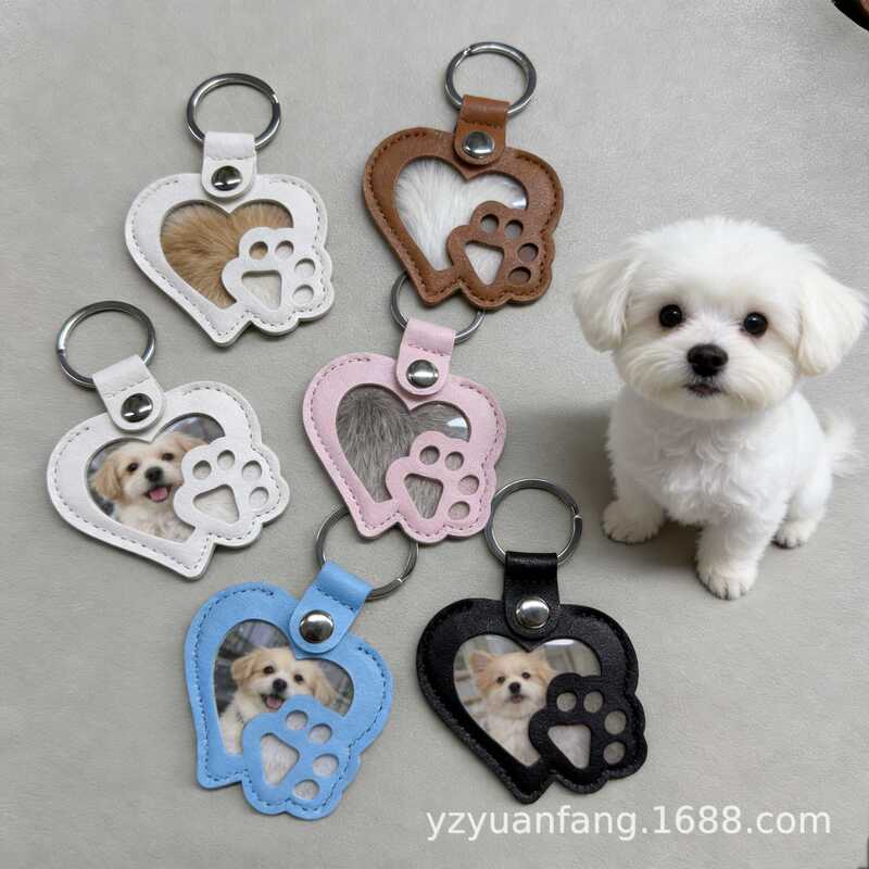 Creative Cute Cat Paw Shape Can Store Cat and Dog Hair Commemorative Keychain Paw Print Pet Commemorative Photo Pendant