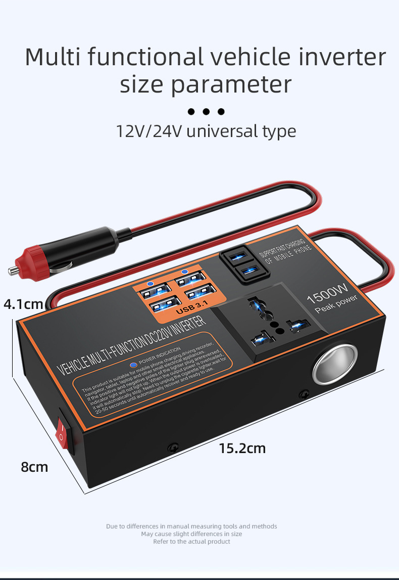 Car Inverter 12v24v to 220v High Power Universal Car Charger for Cars and Trucks