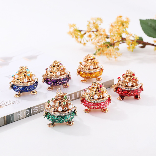 Cornucopia key chain ingot Chinese style rice pendant creative diamond accessories gold key chain pendant jewelry