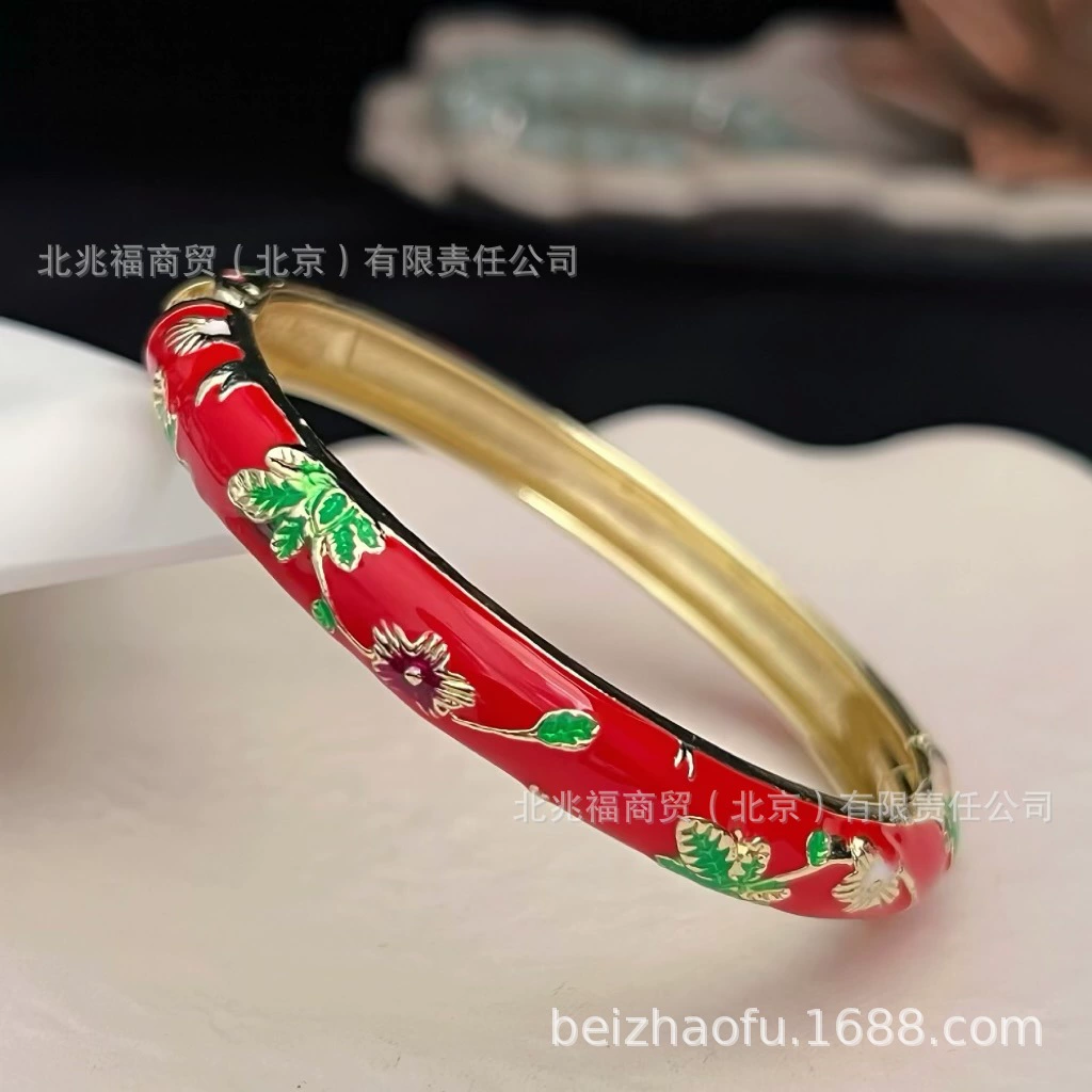 Браслет Cloisonné Flower (сплав), эмаль, этнический стиль, диаметр 6 см