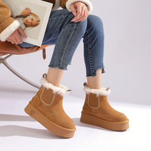 真皮雪地靴女鞋2025年冬季新款舒适休闲加绒毛毛鞋厚底户外棉鞋子
