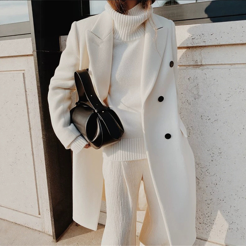 European and American Cross-Border 2026 Autumn and Winter New Loose-Fitting Women's Long-Sleeve Elegant Solid Color Coat Long Overcoat Shein Tk European and American Cross-Border 2026 Autumn and Winter New Loose-Fitting Women's Long-Sleeve Elegant Solid Color Coat Long Overcoat Shein Tk
