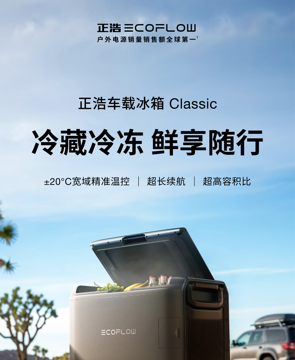 Ef Ecoflow Zhenghaoling Classic Outdoor Car Refrigerator with Dual Temperature Zones for Refrigeration and Freezing ±20 ℃