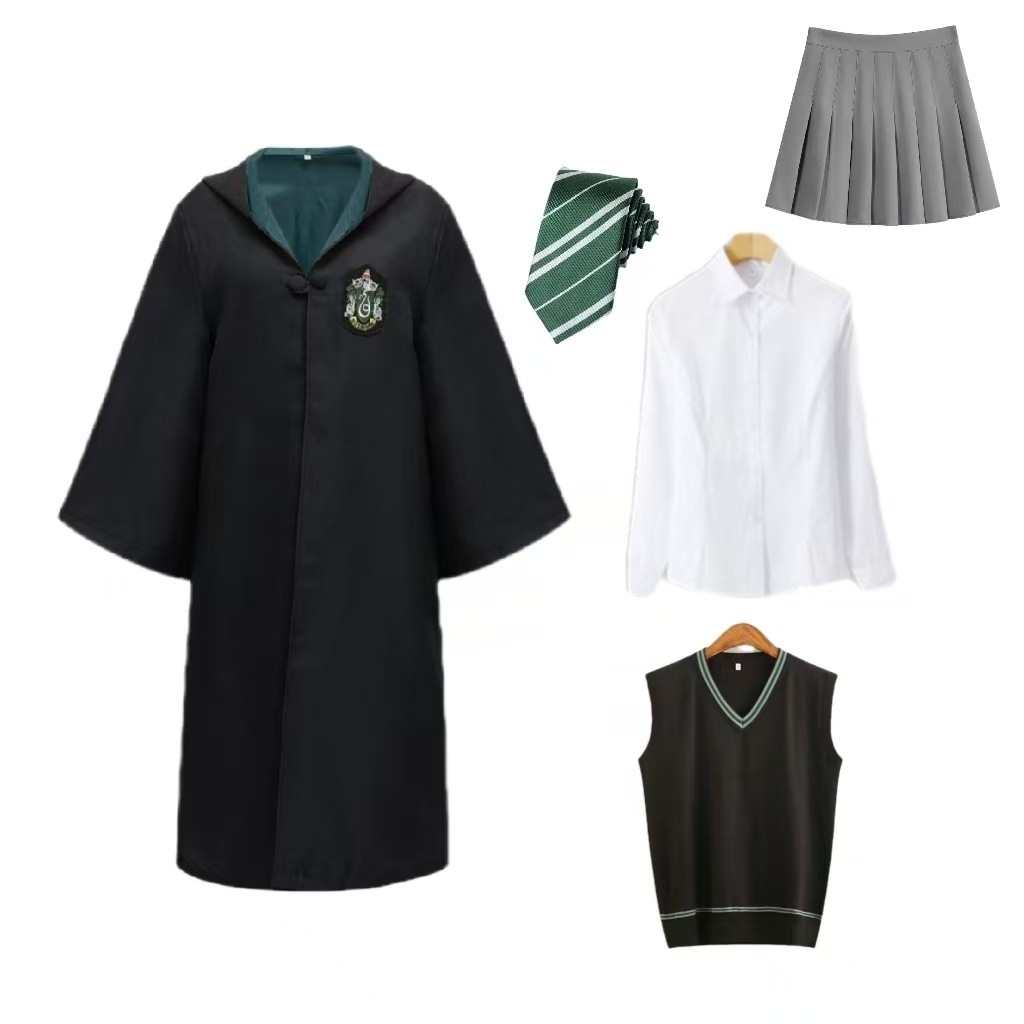 Халат Слизерин + галстук + рубашка + юбка + жилет