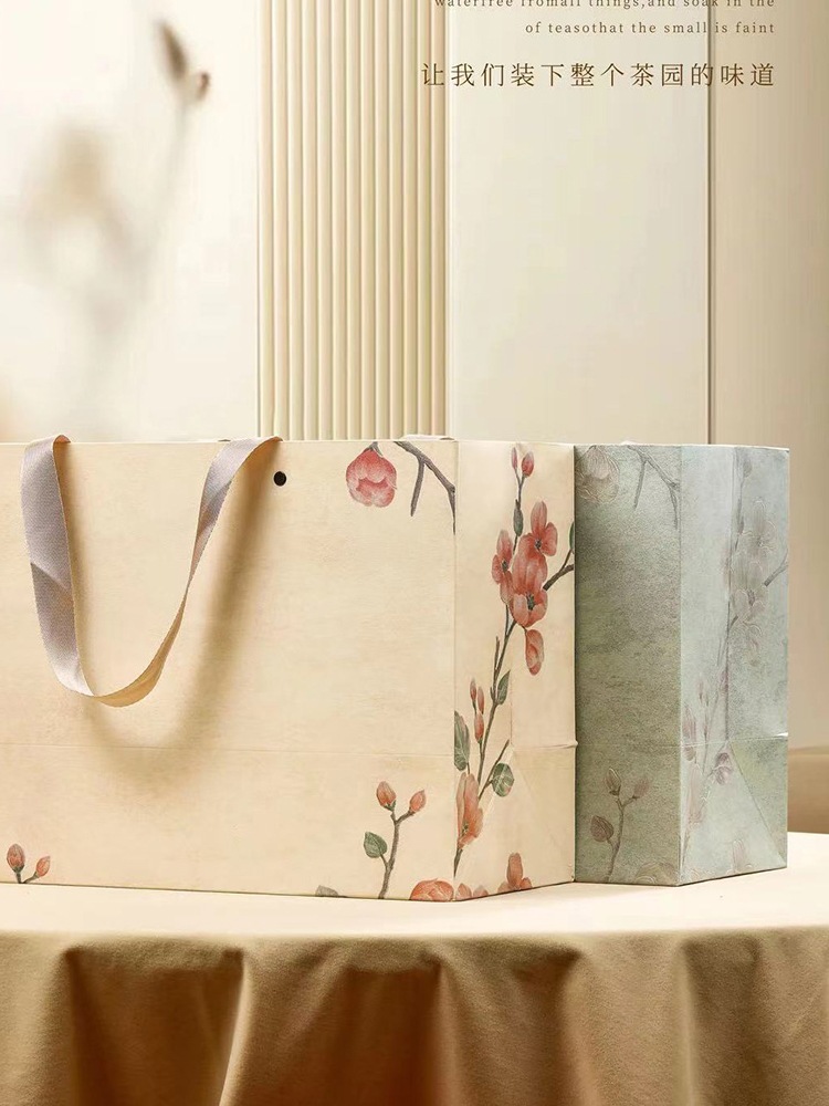 Floral and Prosperous Ceramic Can Tea Packaging Box Empty Gift Box Black Tea Green Tea Silver Needle Packaging Gift Box Set Empty Box