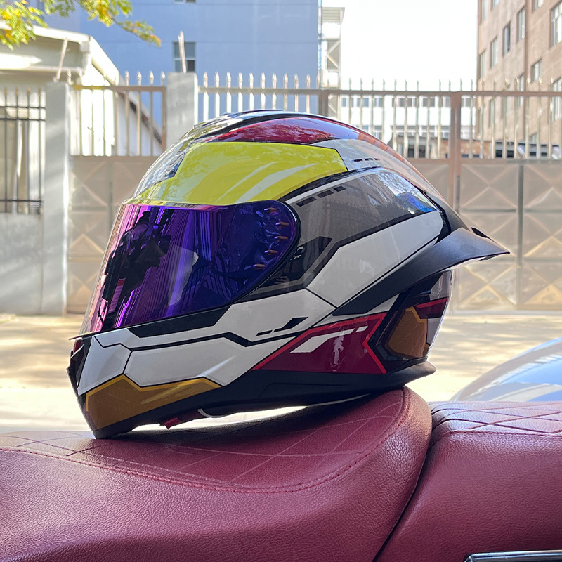 Casco de motocicleta Orz para hombres y mujeres, casco integral de verano con gran alerón trasero para todas las estaciones, certificado por DOT, transfronterizo.