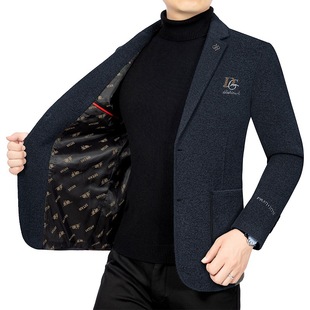 2025 Autumn and Winter New Style Middle-Aged Men's Woolen Suit Jacket Dad's High-End Casual Suit Men's Top