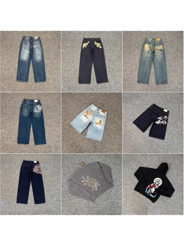 2025 New Derschutze Blossm European and American Niche Fashion Brand Embroidered Cherry Blossom Casual High Street Jeans 2025 New Derschutze Blossm European and American Niche Fashion Brand Embroidered Cherry Blossom Casual High Street Jeans