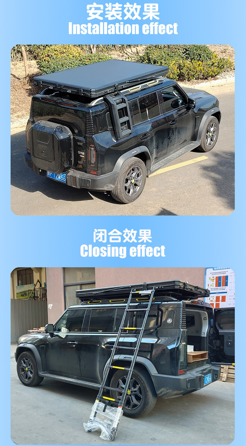 Extended Thin Roof-Top Tent, Factory Direct Supply, Outdoor Camping, No Assembly Required, Suv Car-Mounted Aluminum Alloy Hard-Top Tent
