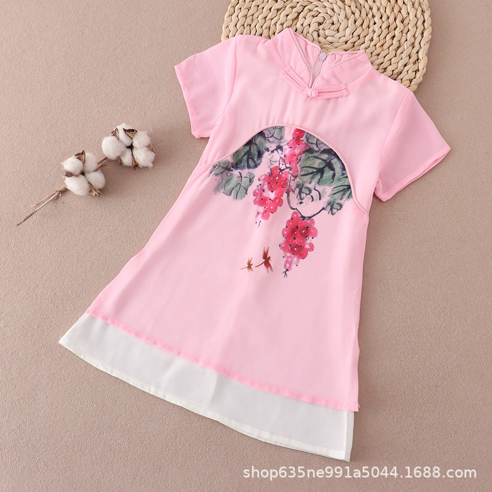 Детская одежда, Cheongsam для девочек, летнее новое платье династии Хань для маленьких девочек, платье в стиле ретро в китайском этническом стиле, детская юбка