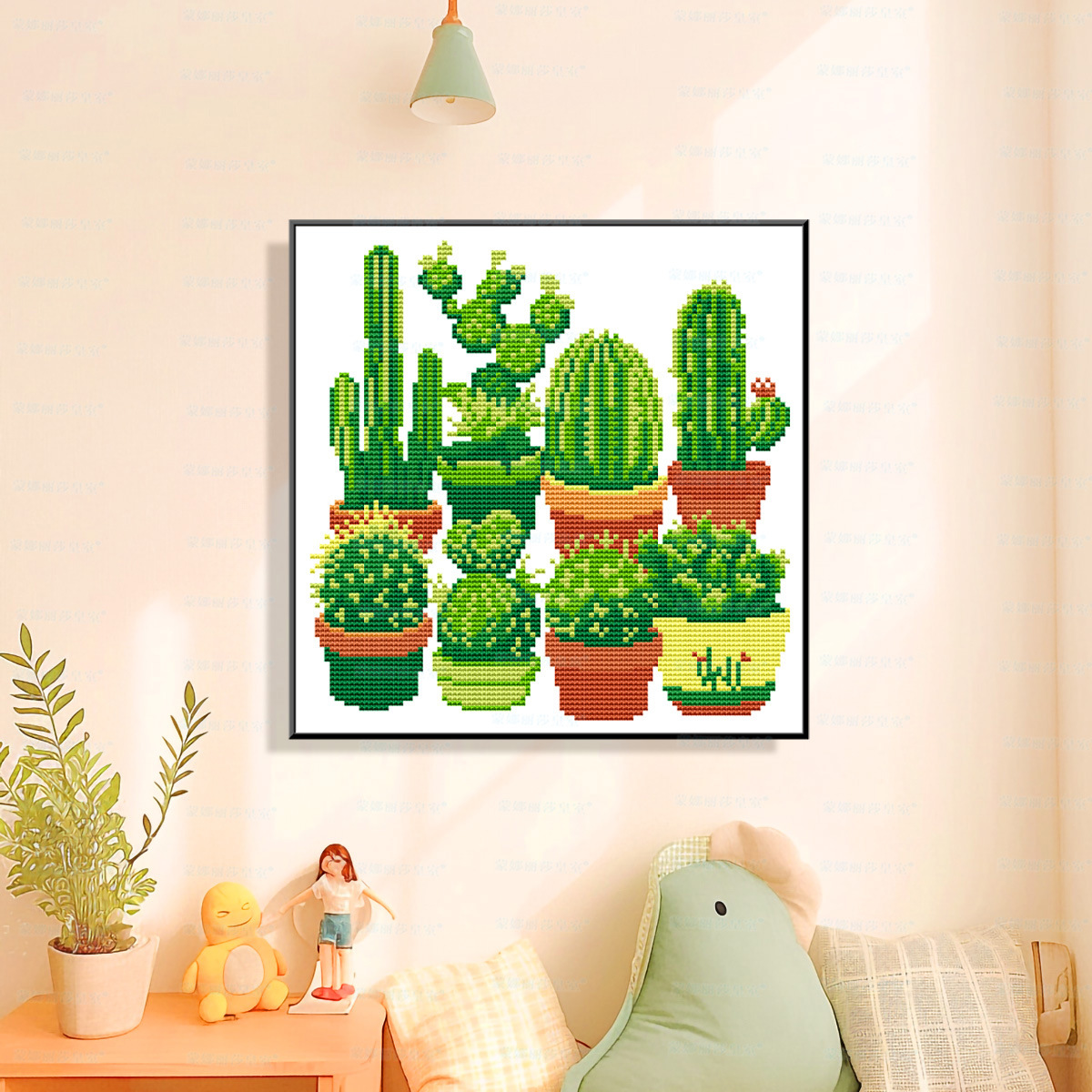 Mona Lisa Royal Crosspointed variedad de cactus plantas modernas minimalistas sala de estar decoración de entrada bordado de hilo a mano image 2