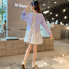 女童裝長袖連衣裙棉碎花公主裙中大童炸街洋氣春假兩件套裝校園風