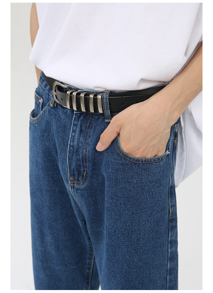 Quần jean nam ống thẳng lửng 9 tấc cạp vừa phong cách Hàn Quốc — Màu xám, Màu đen, Xanh denim, Xanh lam đậm chi tiết 14