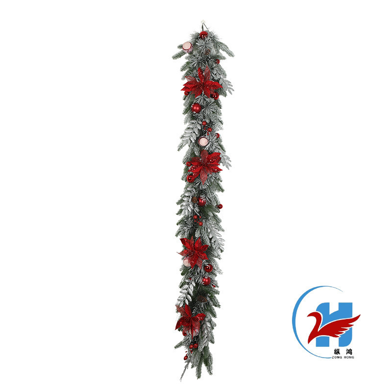 国境を越えた売れ筋クリスマスガーランドベルベットレッドフラワー模造クリスマスデコレーションセットホリデーガーランド逆さまホームデコレーション|undefined